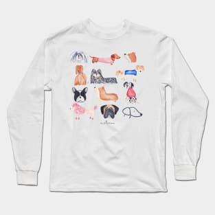 Doggie Assembly | Watercolour | Dogs | Pattern Long Sleeve T-Shirt